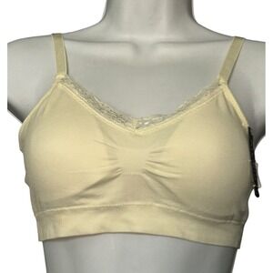 Undie Couture Joy Bra Womens Ivory Pullover Stretch Removable Pads 25" Band NWT